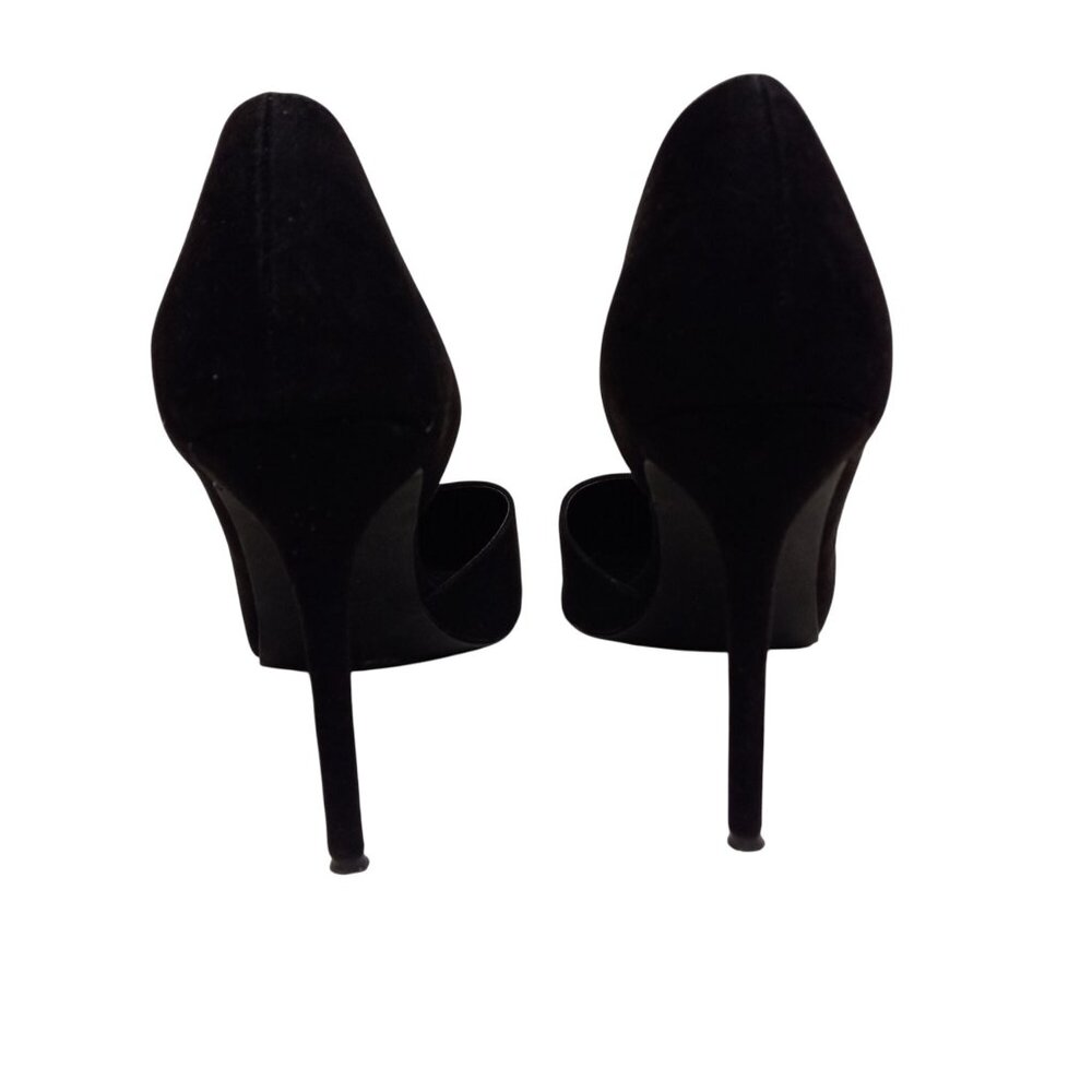 Lulus Size 8 Womens D'Orsay Black Suede Pointed Toe Stiletto Heel Pumps Shoes - Picture 4 of 8